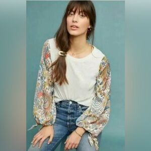 Anthropologie by Anthropologie Maybelle Tied-Sleeve Top